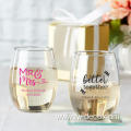 Personalized clear stemless wine glasses